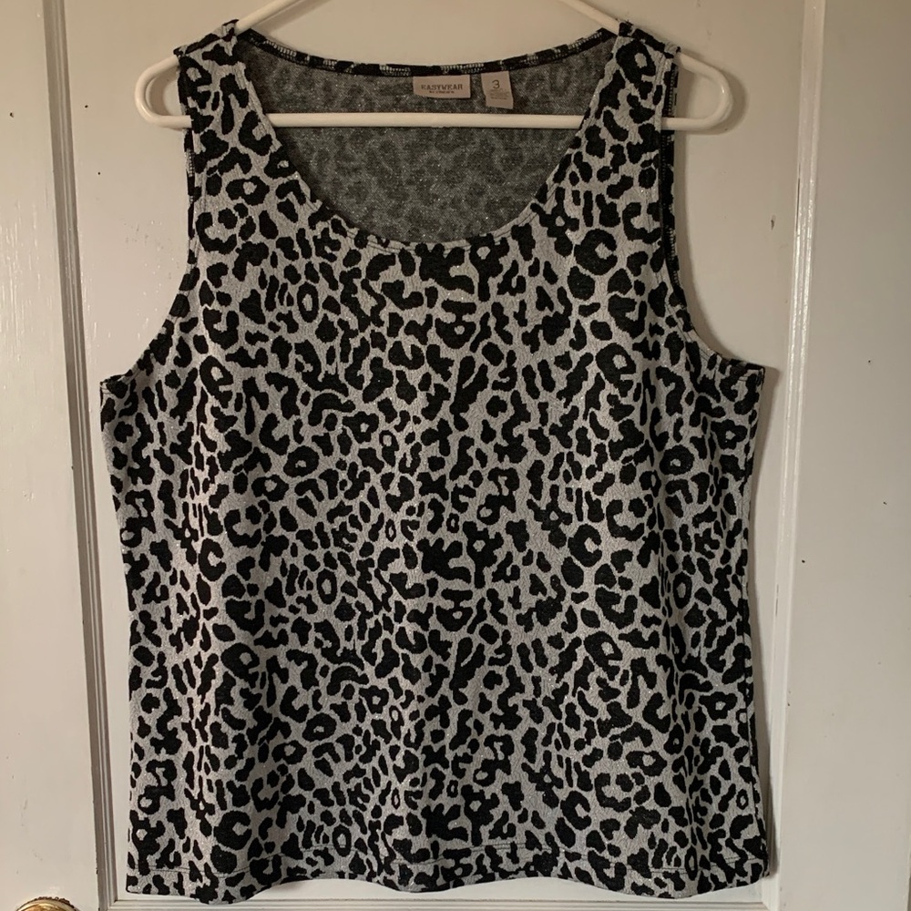 Easywear by Chico's Black and Gray Animal Print Tank Top Size Large Chico’s 3